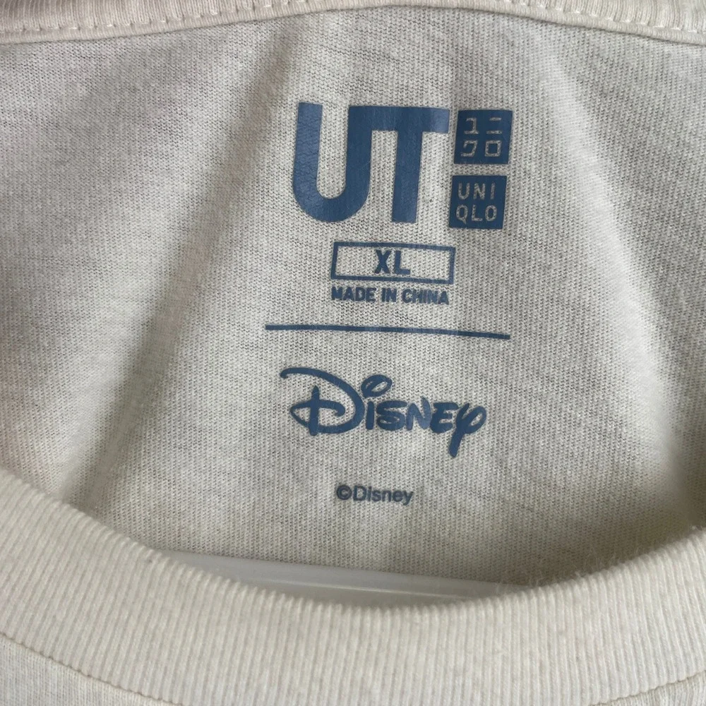 UNIQLO Disney Mickey Mouse Striped TShirt XL Blue White Cotton Graphic Tee Vacay
